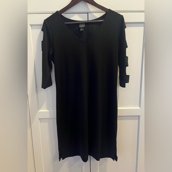 Clara Sun Woo Tops - Clara Sun Woo Womens Size Small Black Stretch Tunic Shirt Arm Cutouts